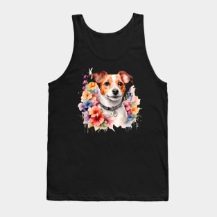 A jack russell terrier decorated with beautiful watercolor flowers Tank Top